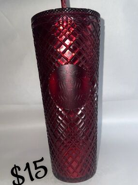 Starbucks Burgundy Textured Tumbler with Straw